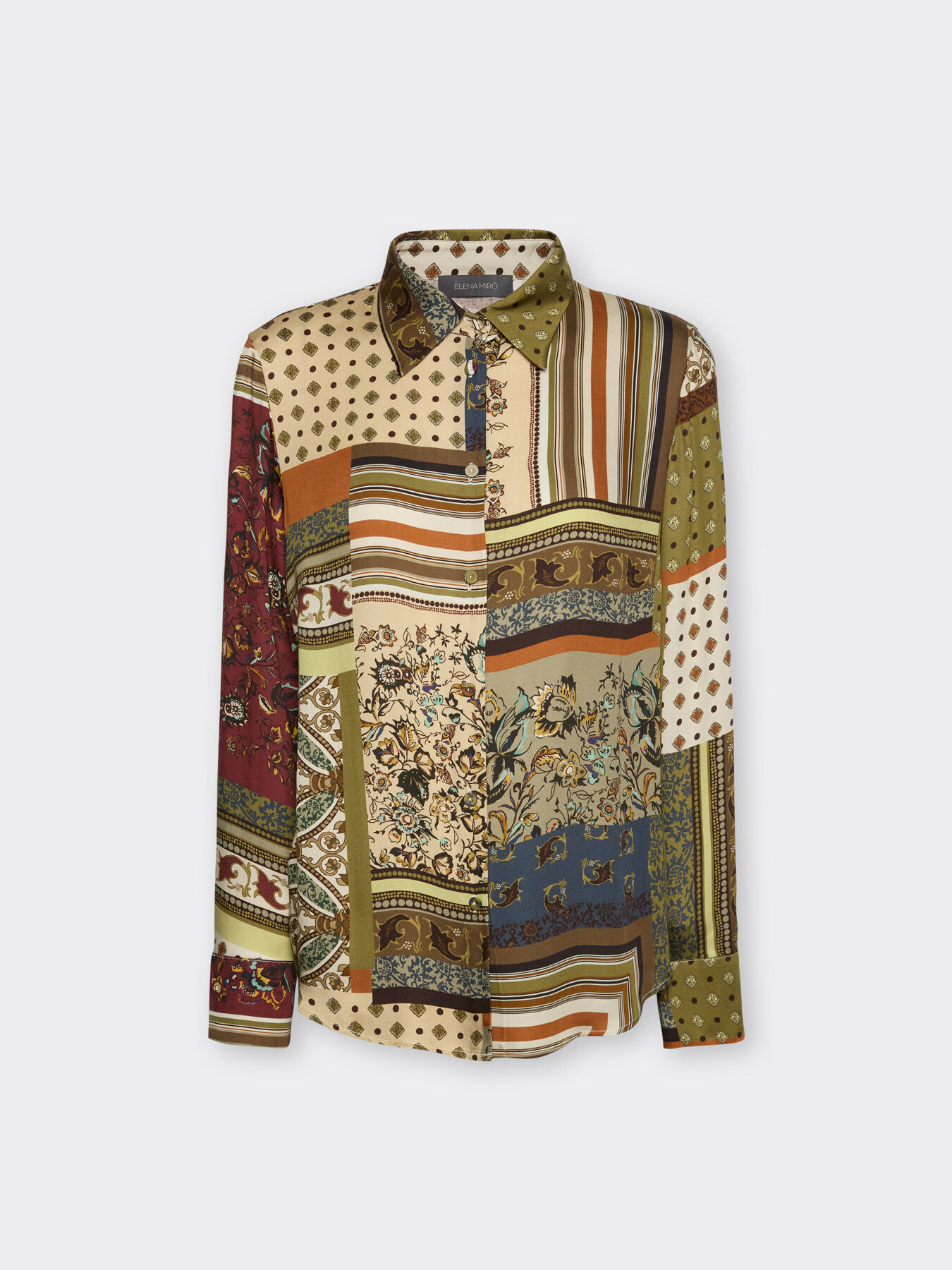 Patchwork-Hemd aus bedrucktem Satin image number 4