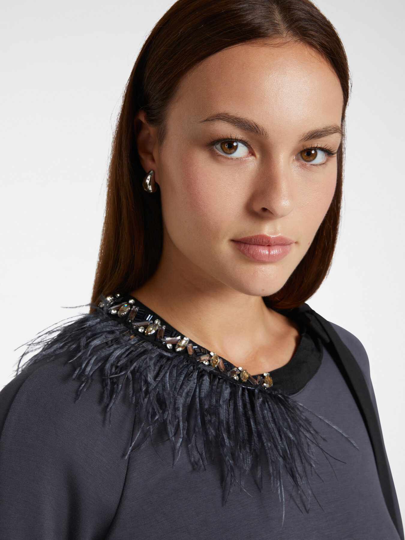 Sweatshirt with feather trim image number 3