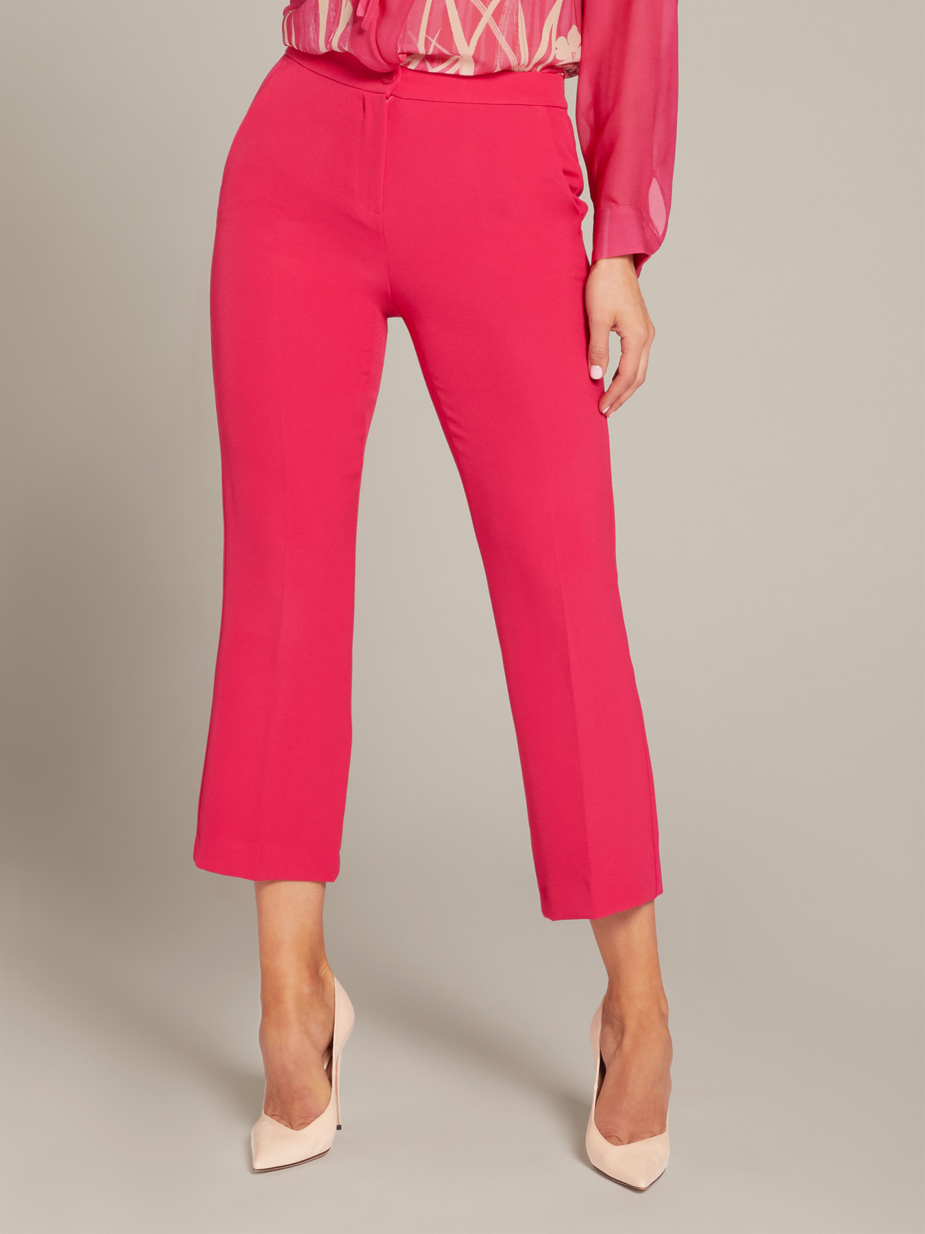 Vicolo pantaloni flare in tessuto tecnico rosa main image 1