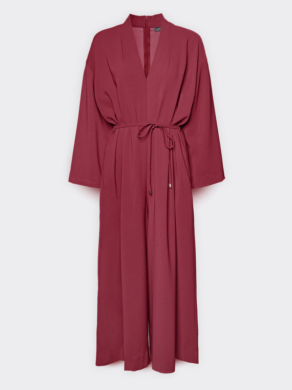 Jumpsuit in crepe fabric with belt