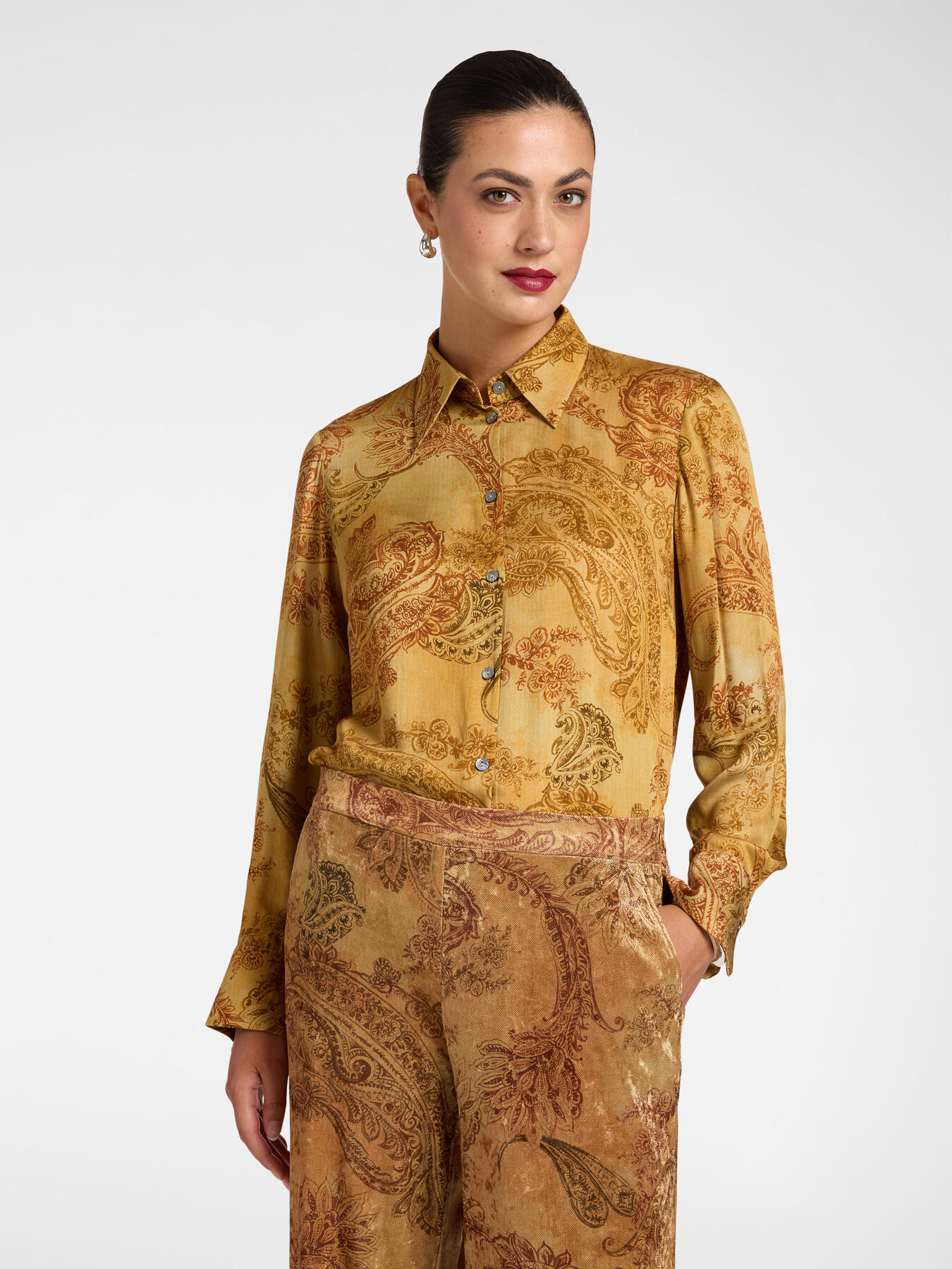 Hemd aus Satin mit Paisley-Print image number 0