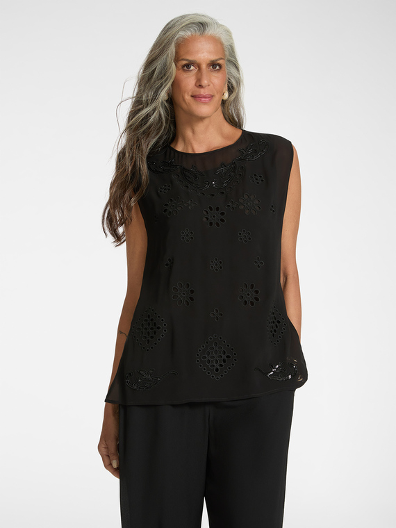 Bluse aus perforiertem Georgette