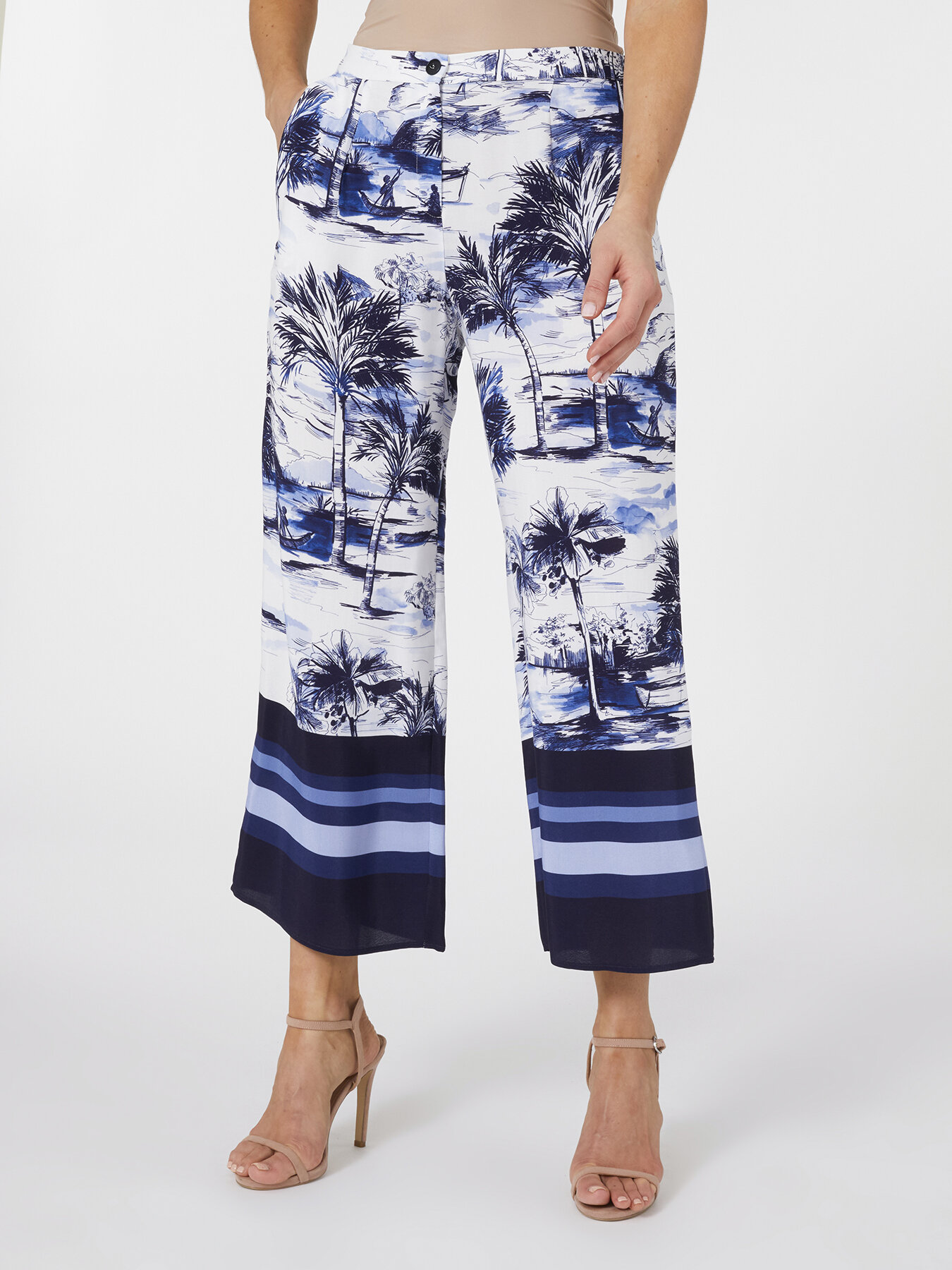 Printed cropped trousers image number 1