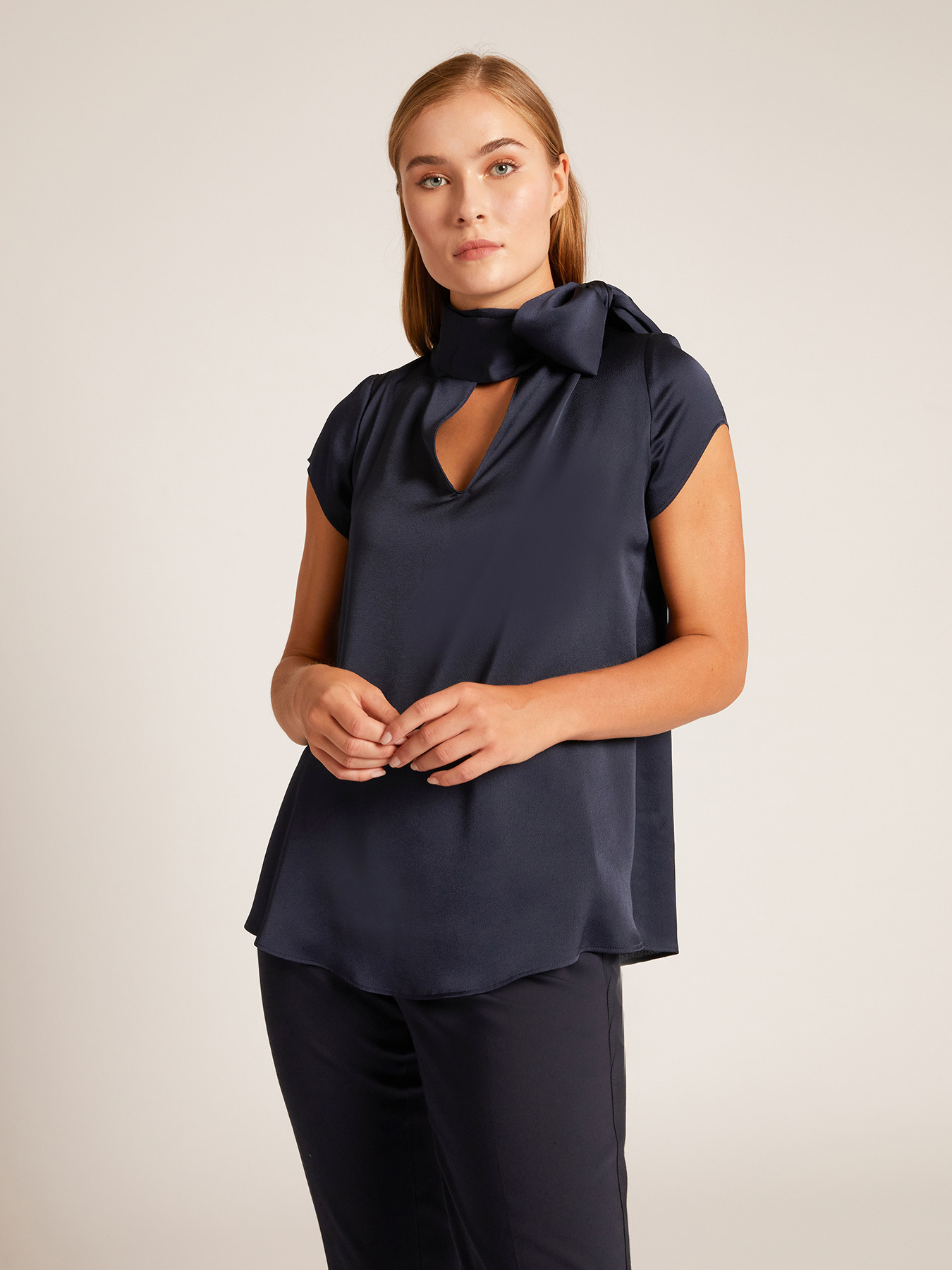 Satin top with sash image number 0