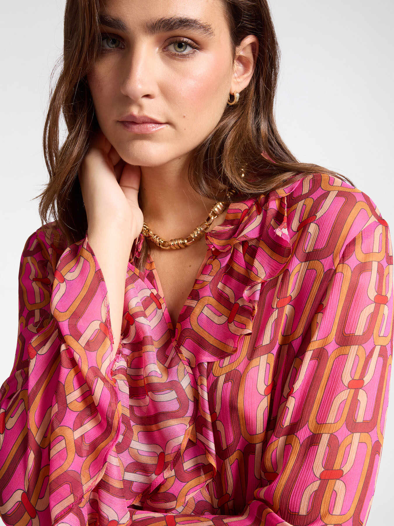 Printed shirt with ruffles image number 3