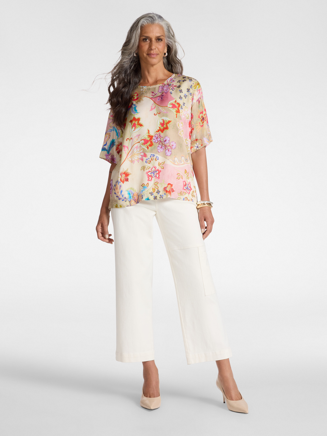 Blusa estampada en sarga de viscosa image number 2
