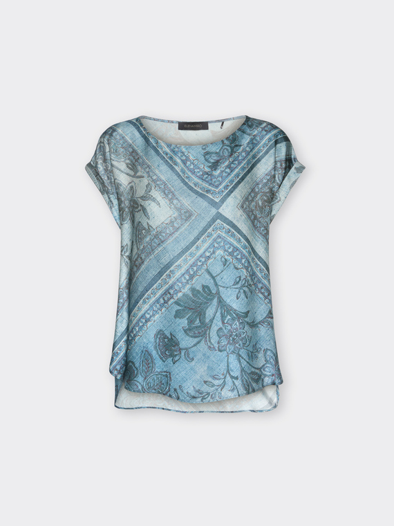 Printed viscose satin blouse