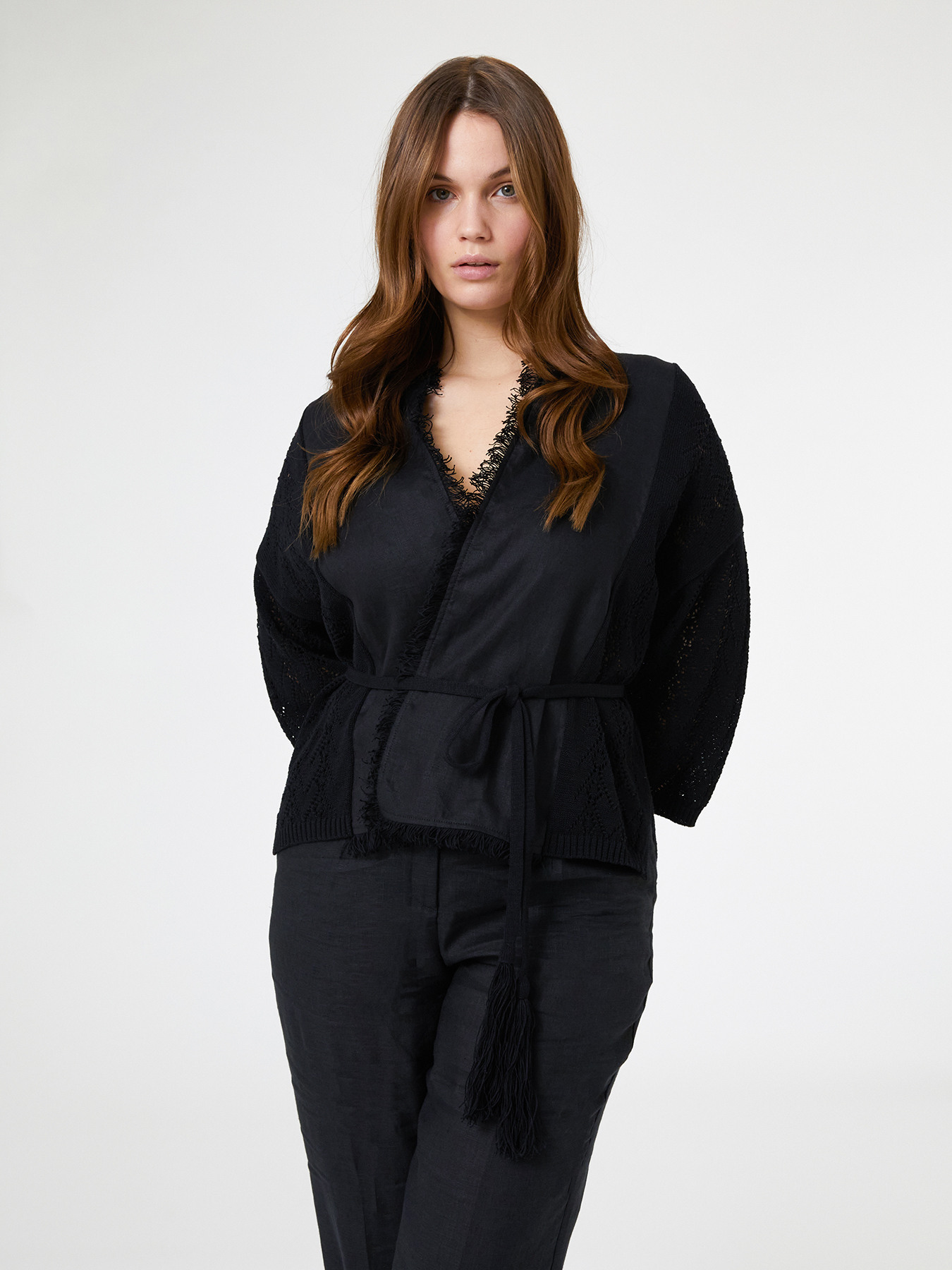 Cardigan in lino e tricot image number 1