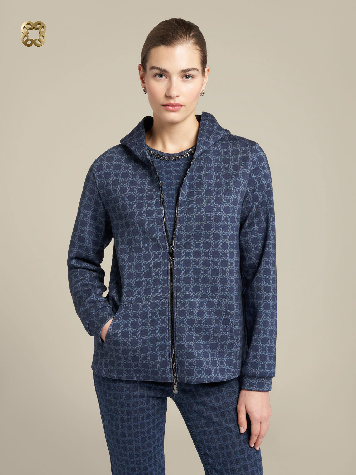 Monogram sweatshirt with zip image number 0