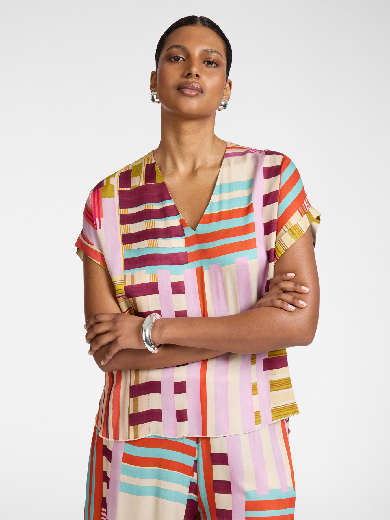 Blusa in viscosa stampata image number 0