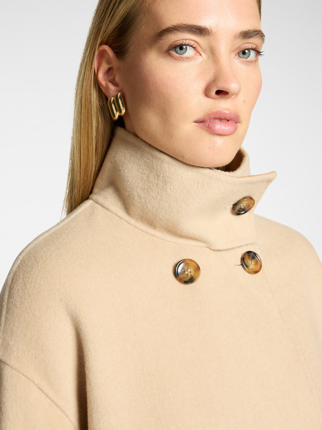 Manteau en double de laine m&eacute;lang&eacute;e image number 3
