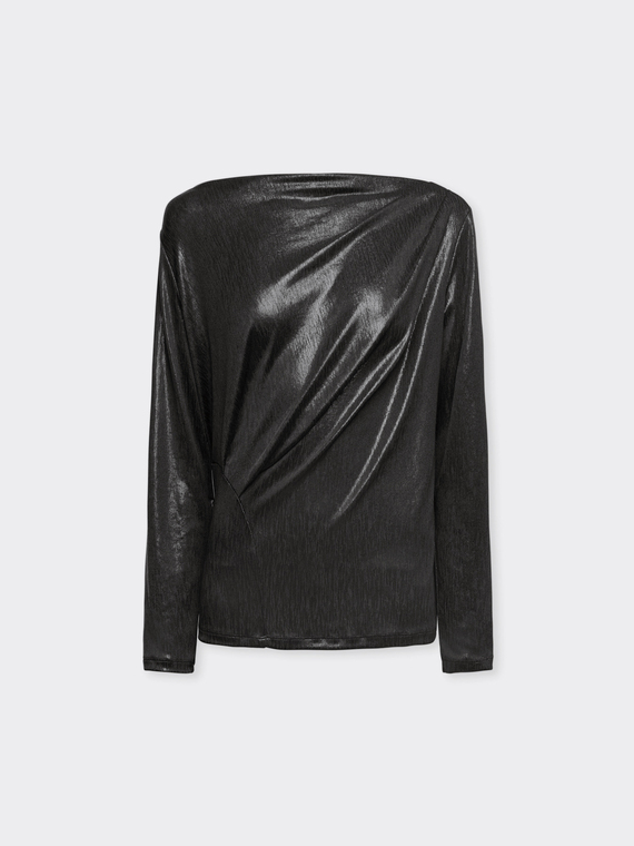 Drapiertes, laminiertes Jersey-T-Shirt