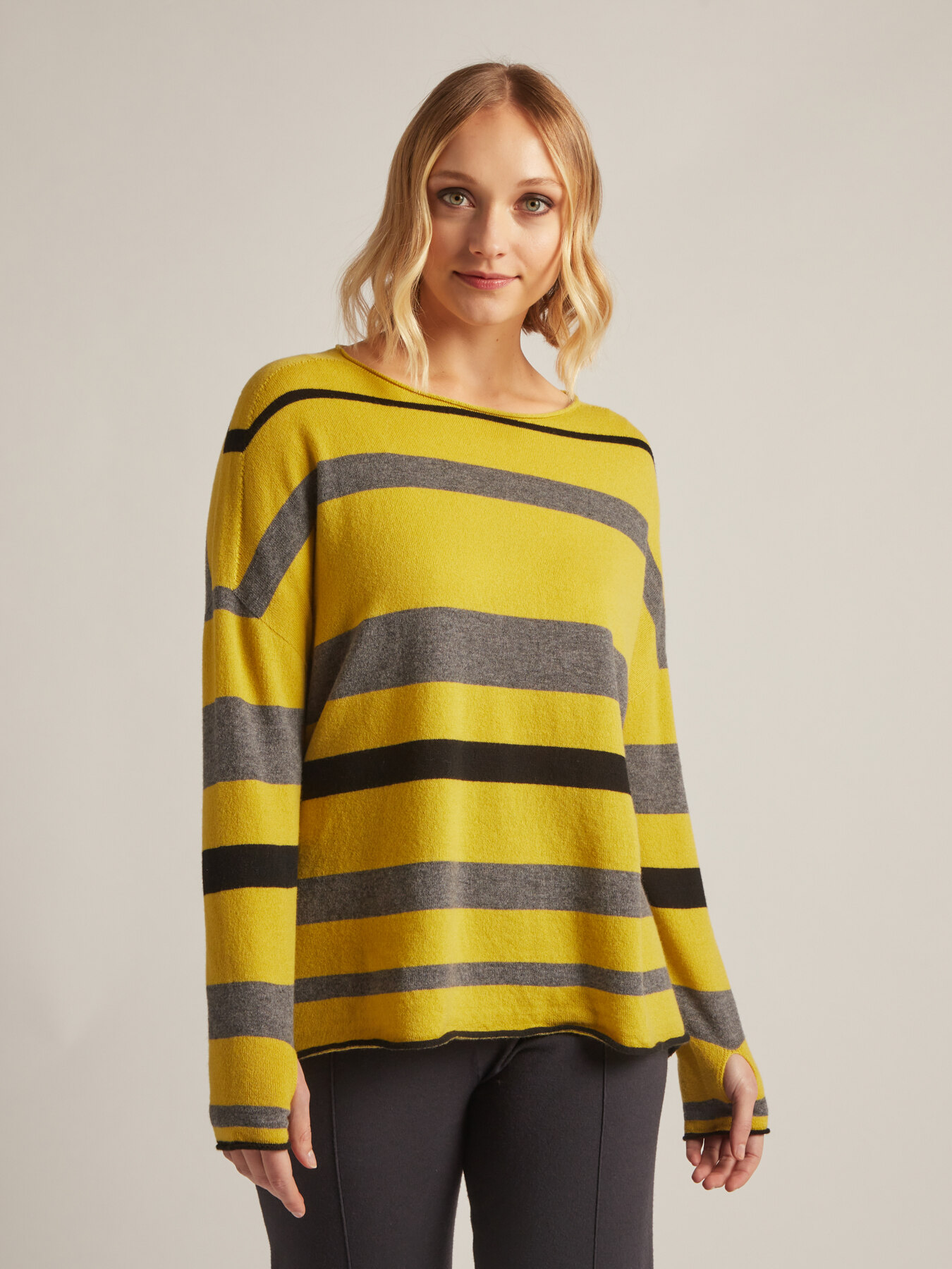 Striped wool and cashmere sweater image number 0