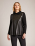 Faux leather and jersey T-shirt image number 2