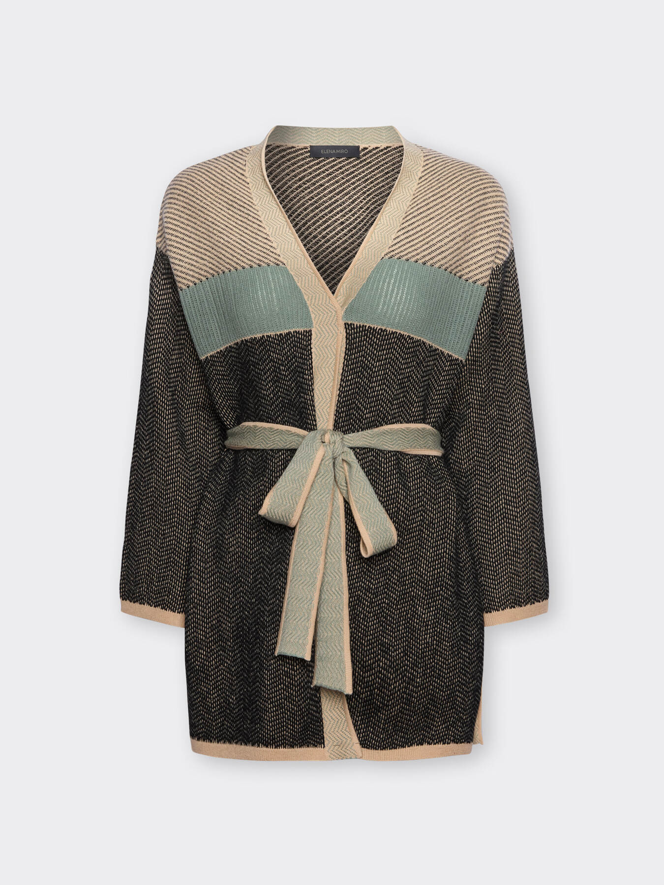 Wool cardigan with belt image number 4