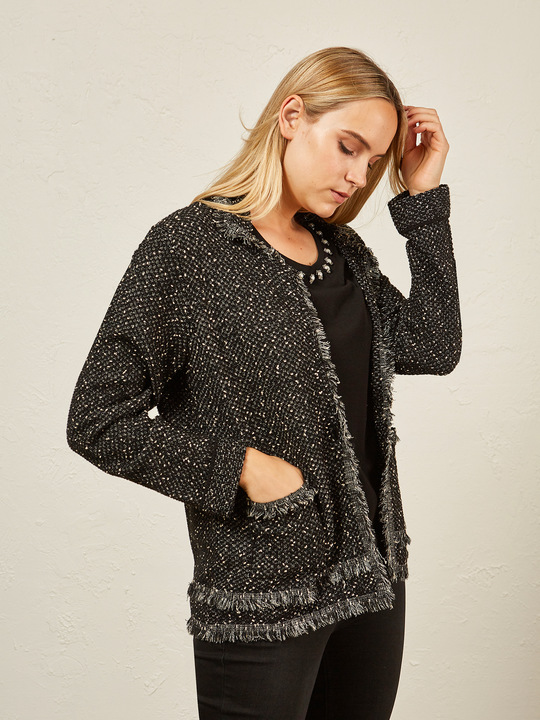 Elenamiro&nbsp;: Veste fantaisie en tricot Noir_1