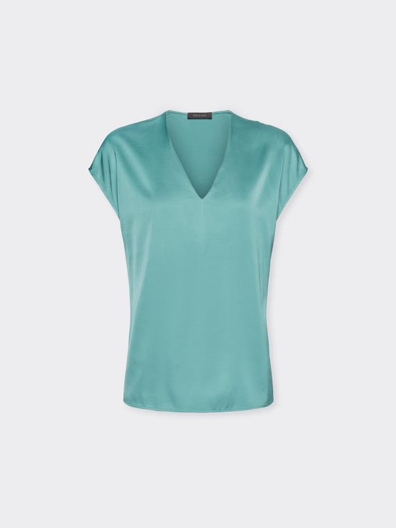 Satin-Bluse mit V-Ausschnitt