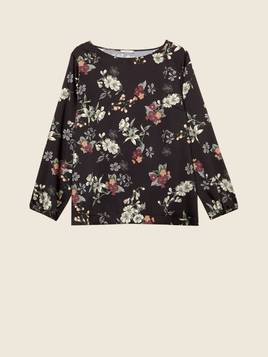 Elenamiro&nbsp;: Blouse en twill imprim&eacute; Noir_1