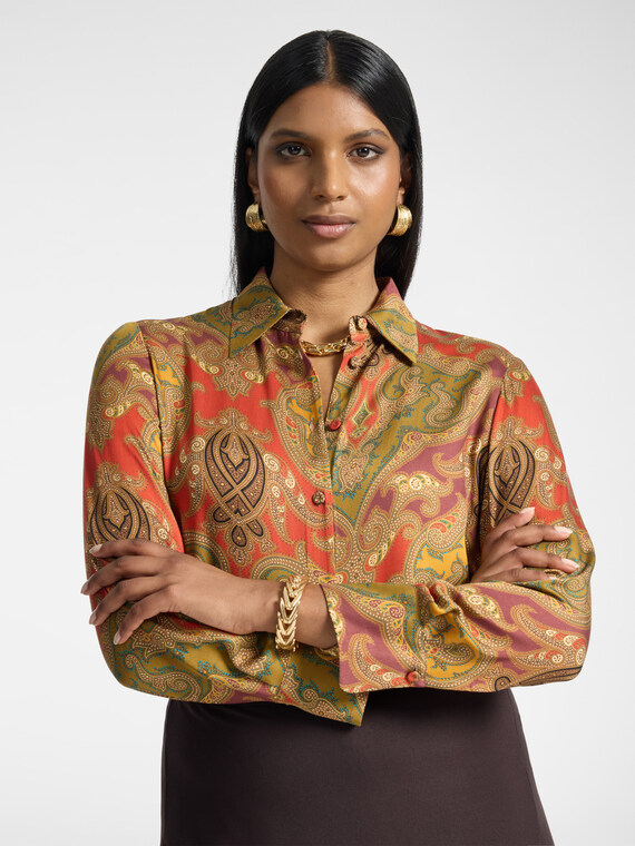 Camicia in raso stampata patchwork