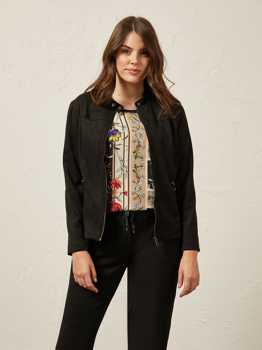 Elenamiro: Jaqueta efeito suede Preto_1
