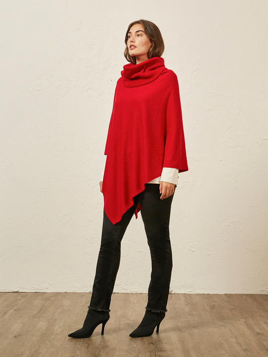 Elenamiro&nbsp;: Cape avec cristaux appliqu&eacute;s Rouge_1