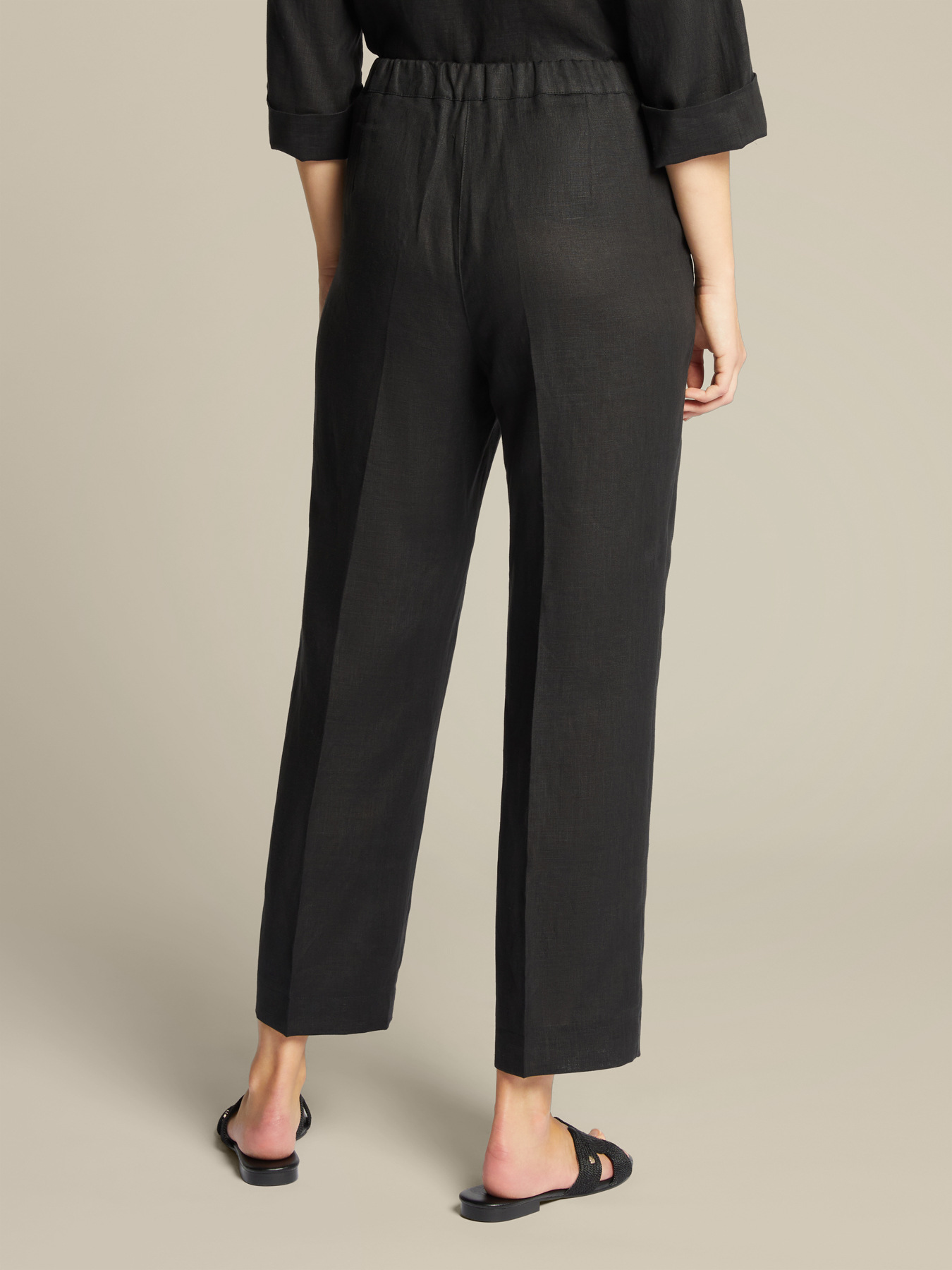 Straight-leg trousers made of pure linen image number 1