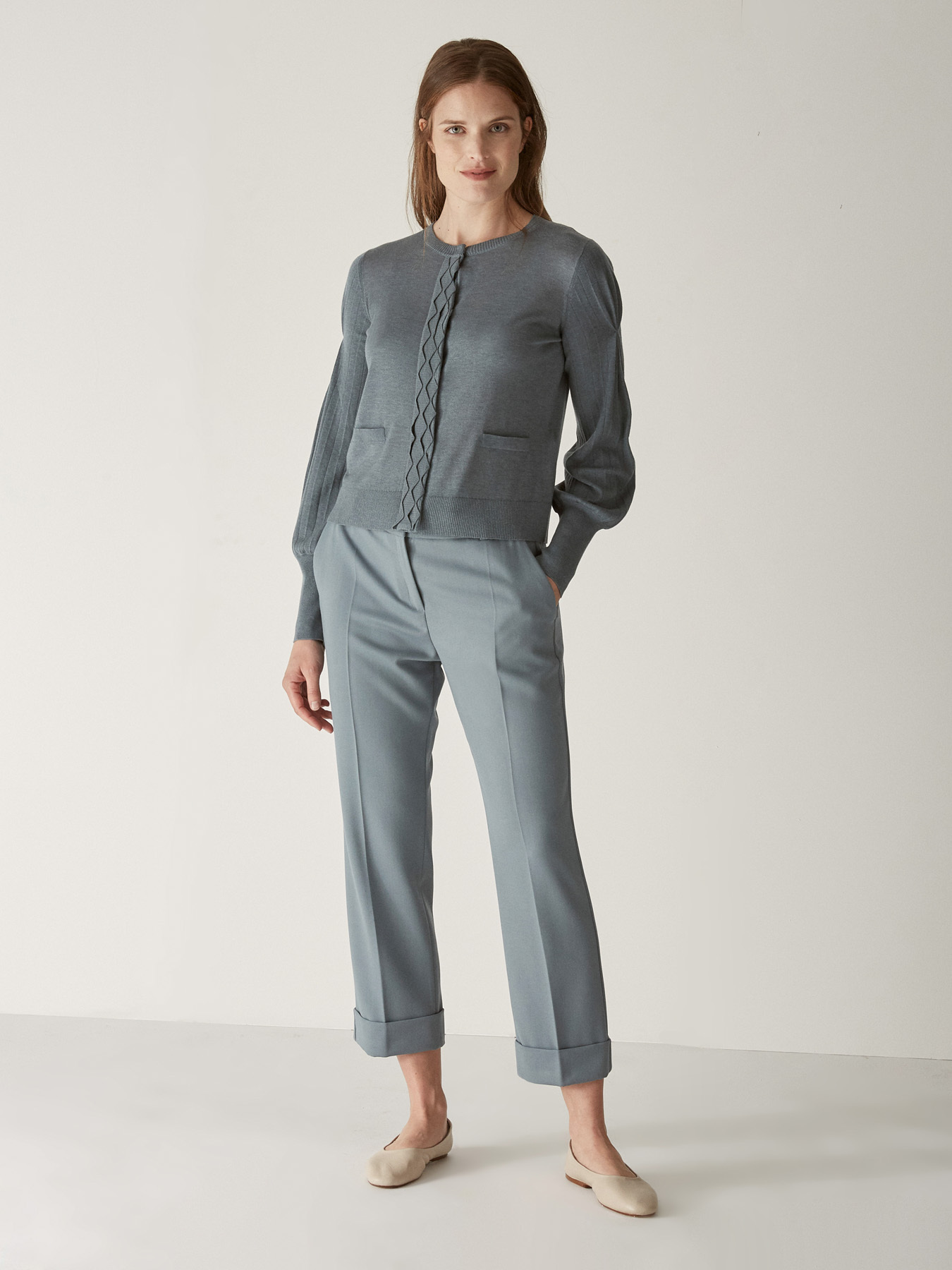 WOOL AND SILK ORIGAMI CARDIGAN image number 2