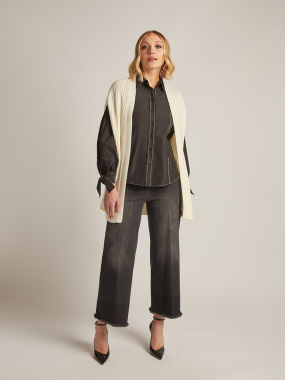 CASHMERE BLEND RIBBED CAPE/WAISTCOAT