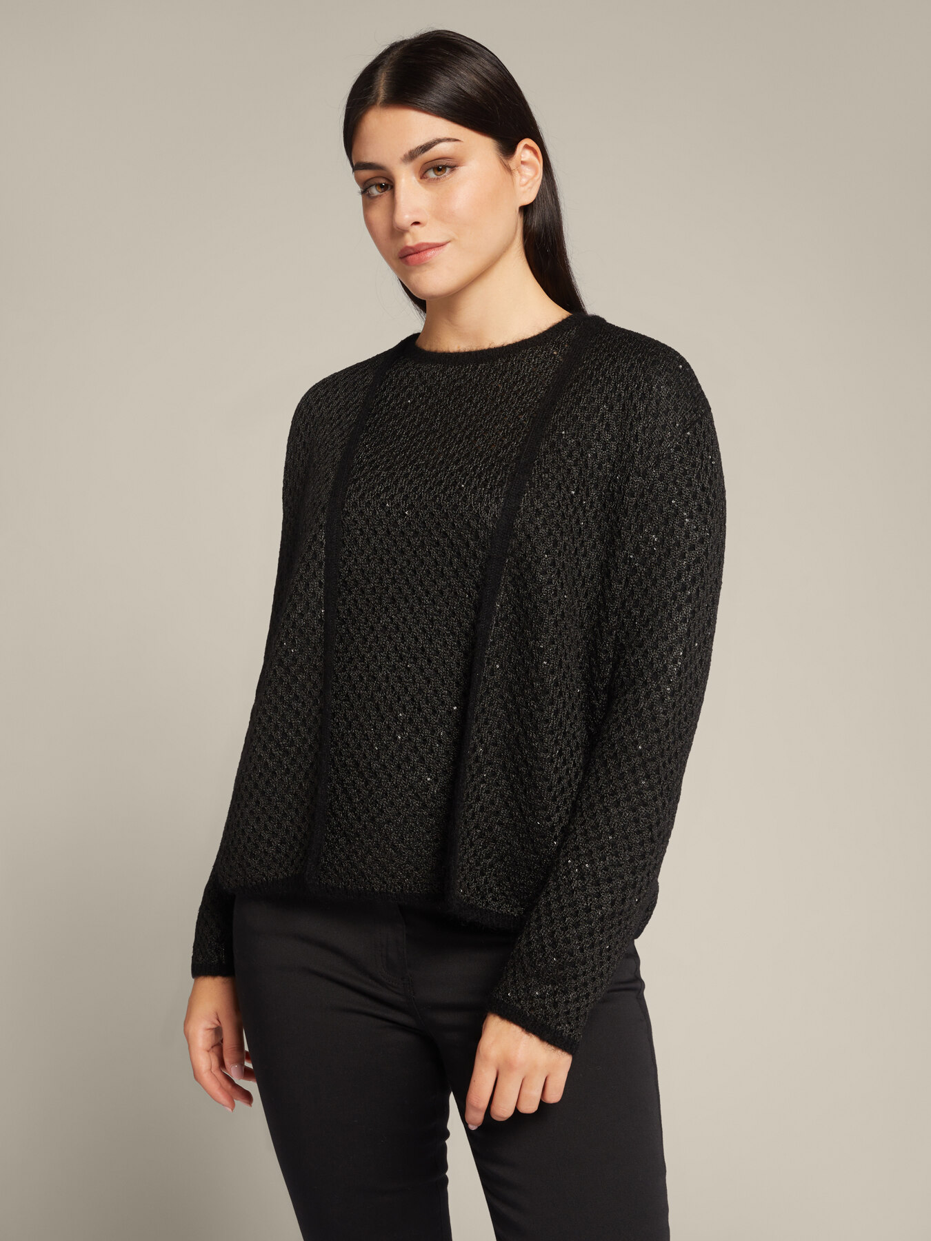 Cardigan court en mohair à paillettes image number 2