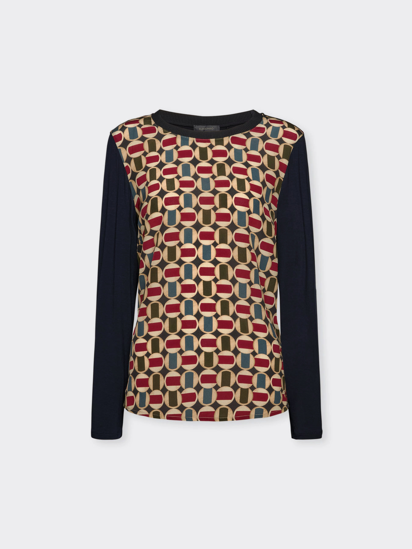 T-shirt with printed silk front
