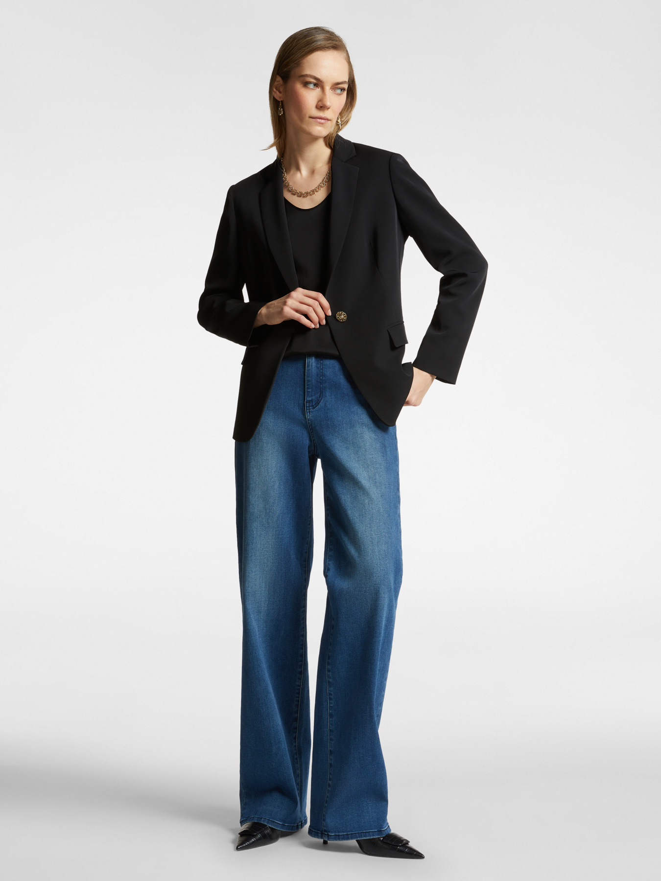 Top V neck in viscosa stretch image number 2