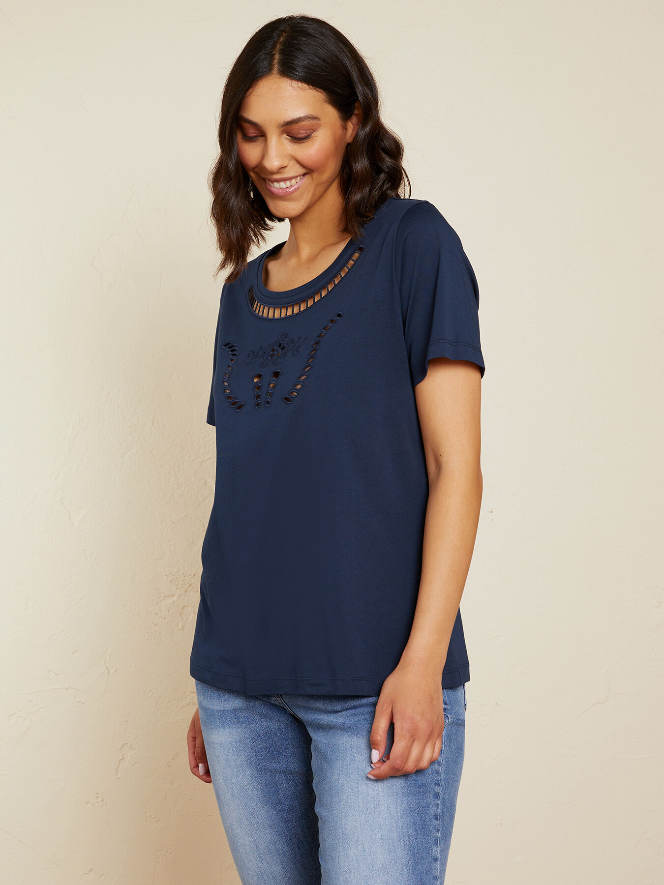 Camiseta de algod&oacute;n con calados image number 2