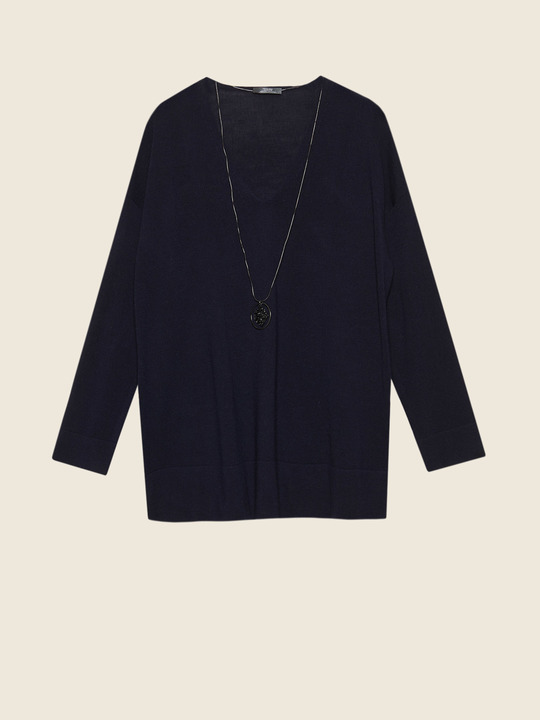 Elenamiro: Sweater com colar Azul_1