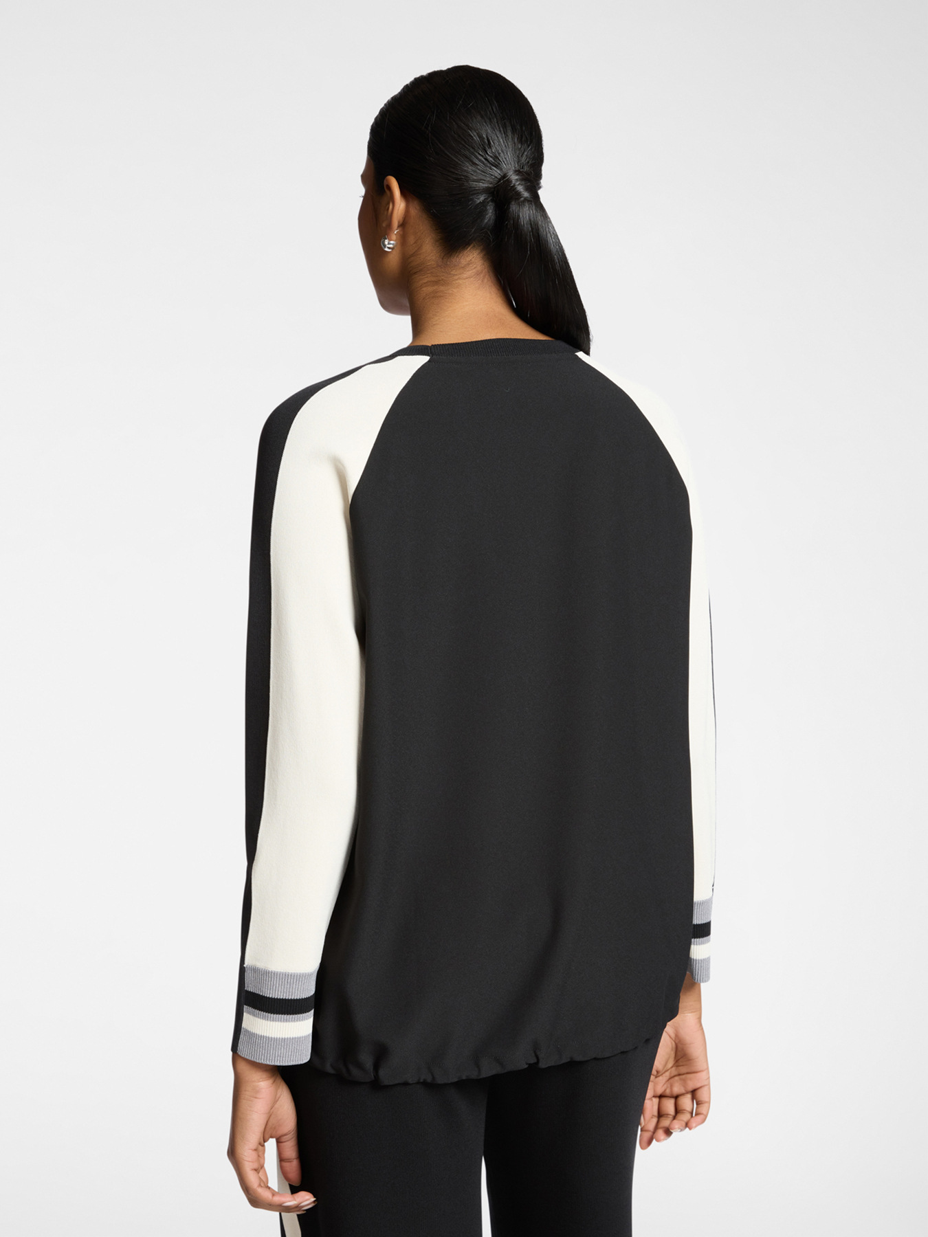 Viscose blend top with striped edges image number 1