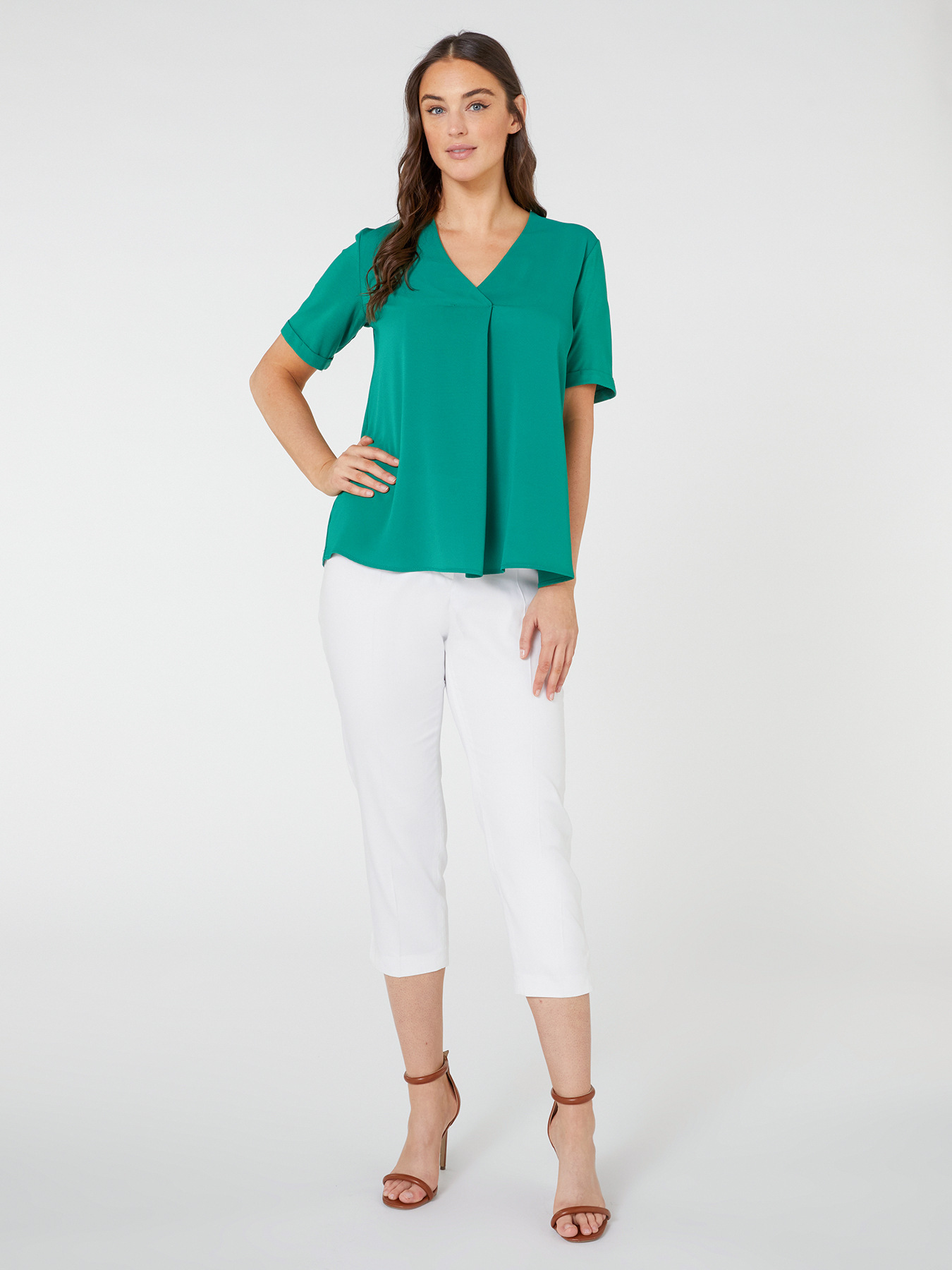 T-SHIRT AUS ZWEI VERSCHIEDENEN MATERIALIEN EINFARBIG - &Ouml;KO-STOFF image number 0