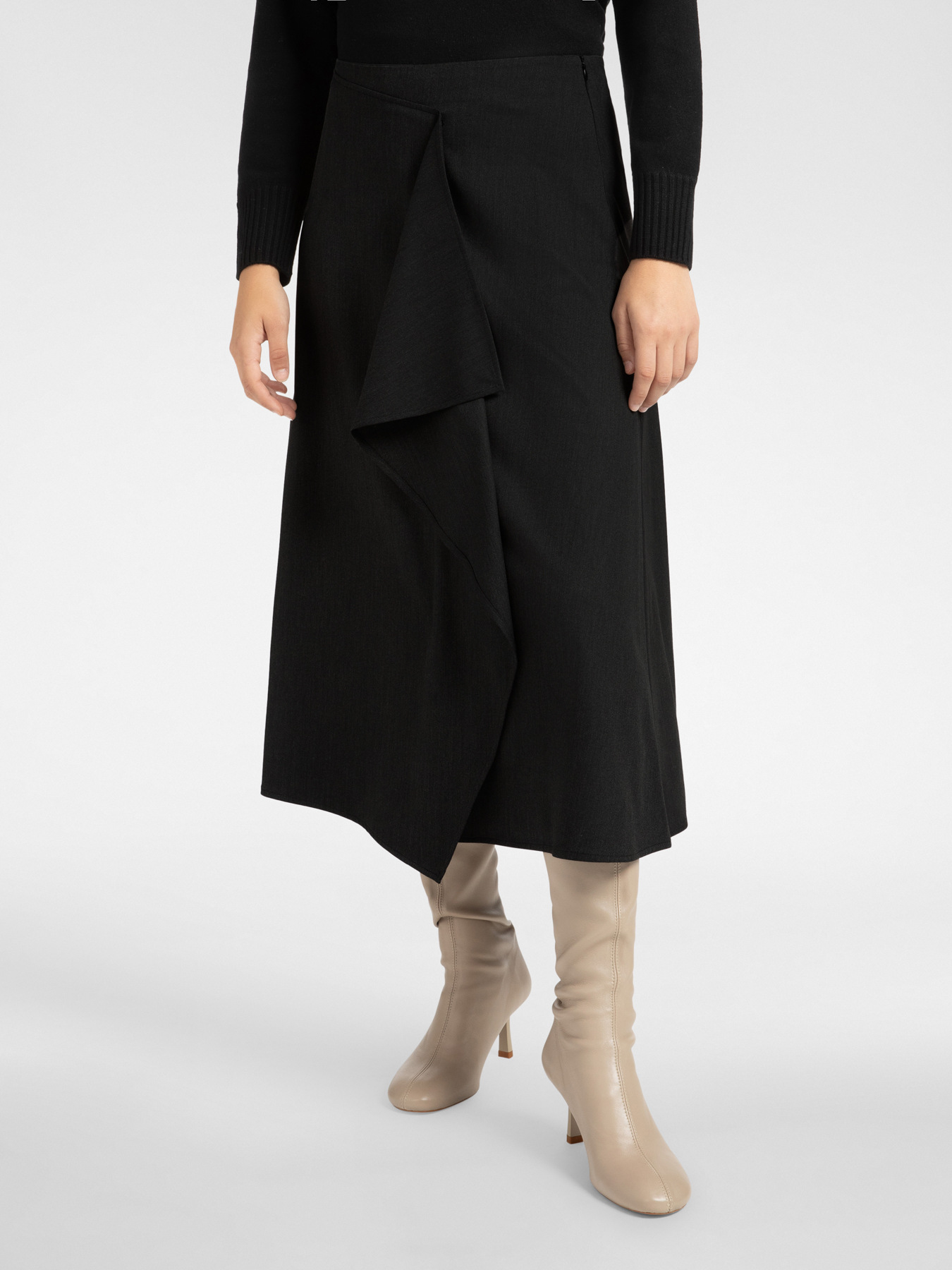 Wrap skirt with jabot image number 2