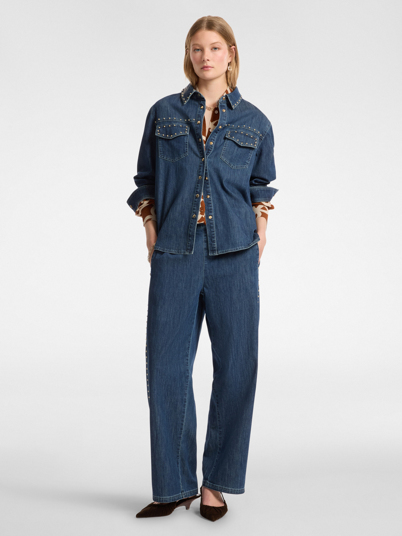 Denim shirt with studs image number 2