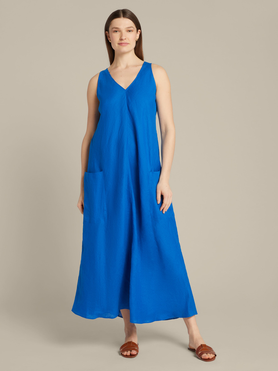 Long linen bias-cut dress