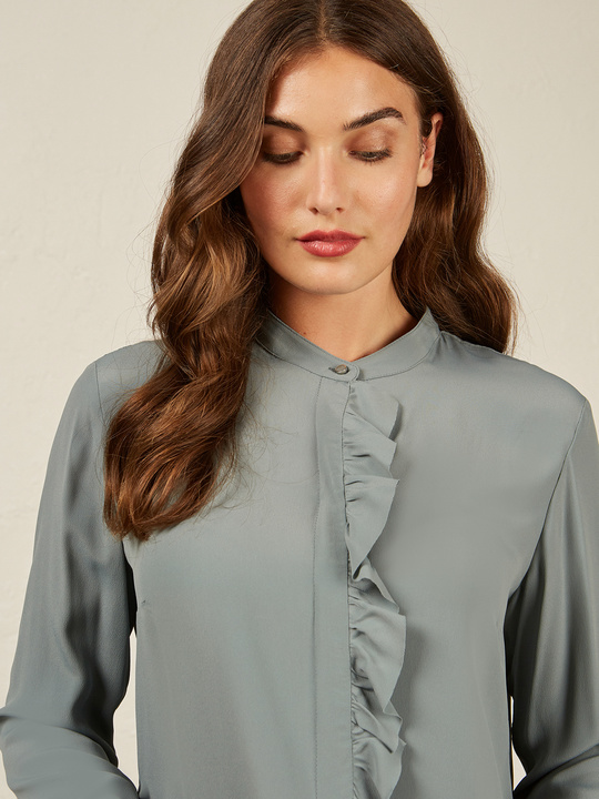 Elenamiro&nbsp;: Chemise avec volant Vert_1