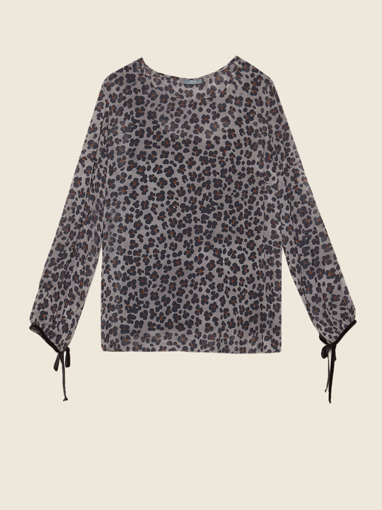 Elenamiro&nbsp;: Blouse en georgette imprim&eacute;e Bleu_1