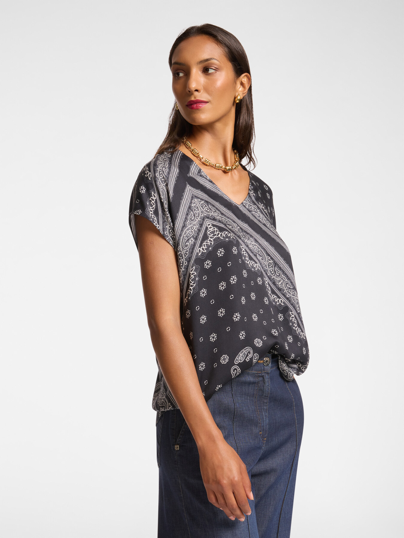 Blouse with scarf print image number 0