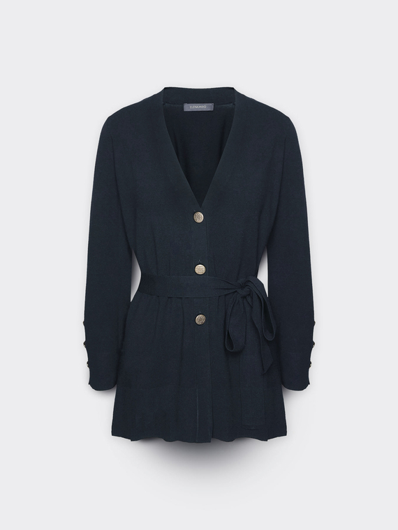 Long cardigan with sash