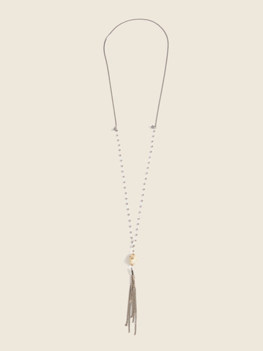 Elenamiro&nbsp;: Sautoir avec cristaux et pendentif Gris_1