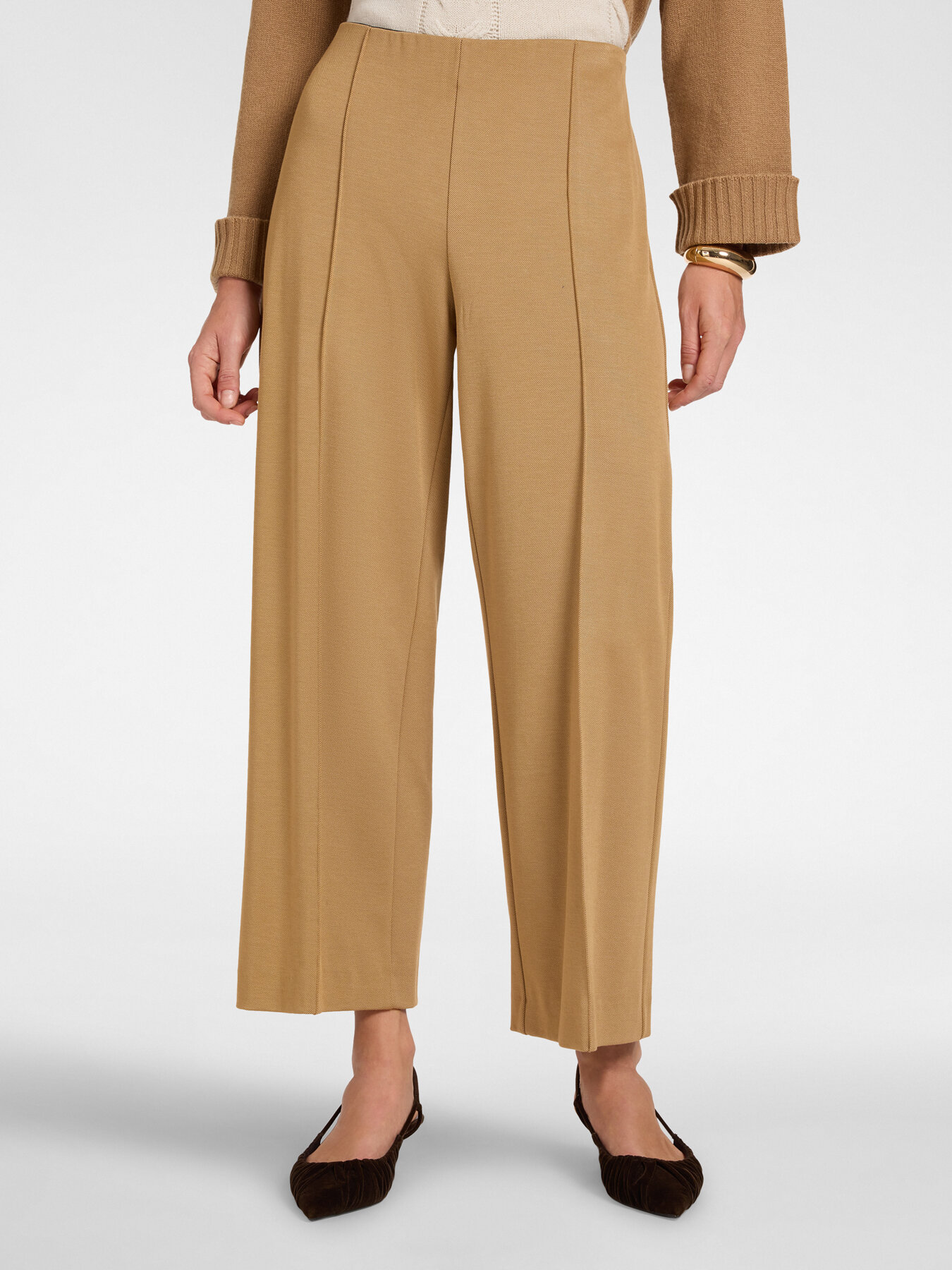Viscose blend jersey trousers image number 2