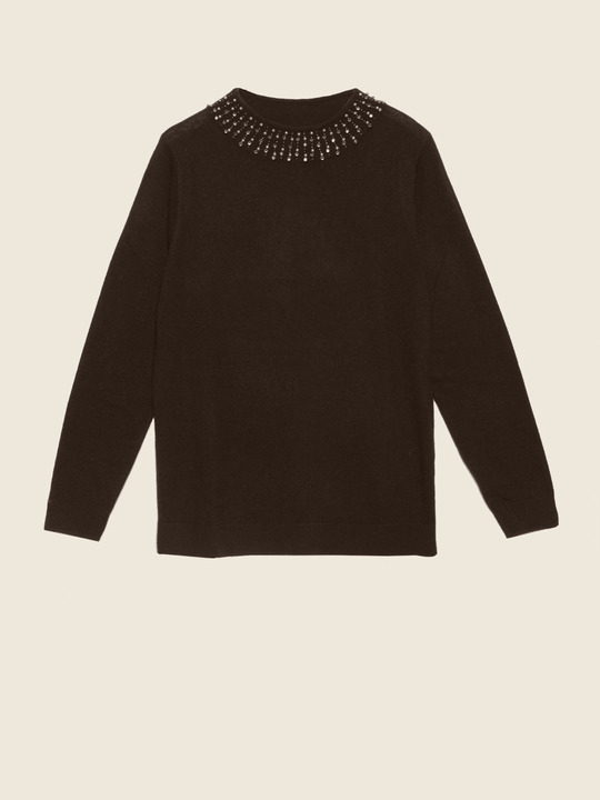 Elenamiro: Sweater com bordados Castanho_2