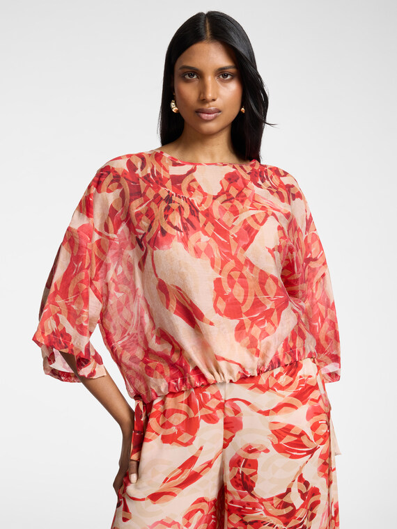 Printed blouse with ties