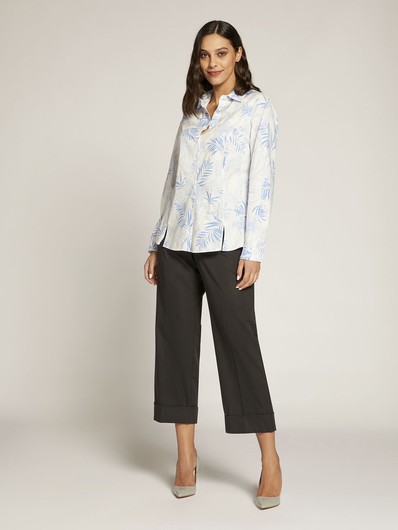 Cropped sateen trousers image number 0