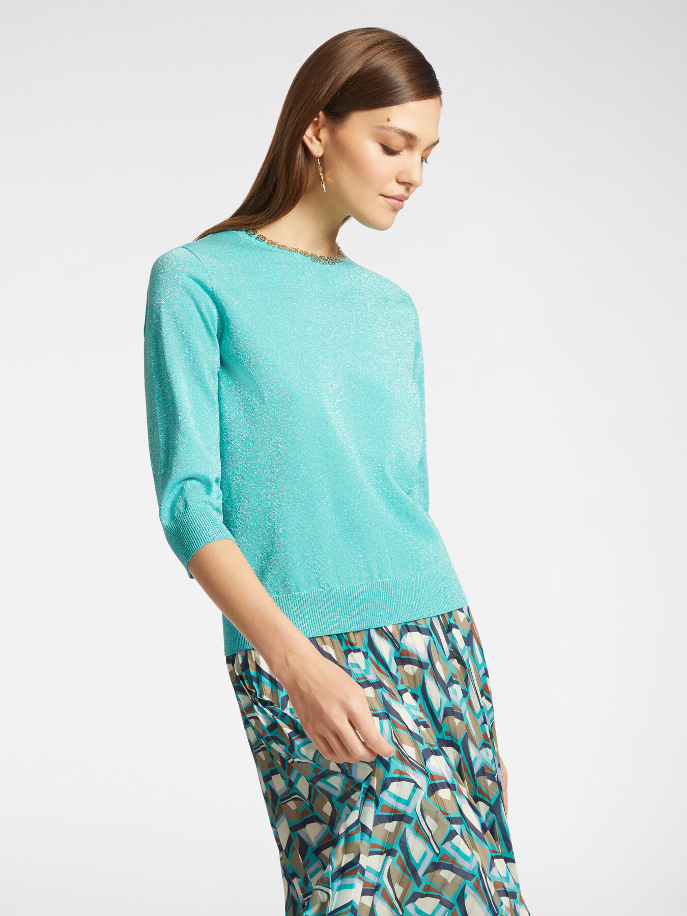 Lurex sweater with three-quarter length sleeves image number 0