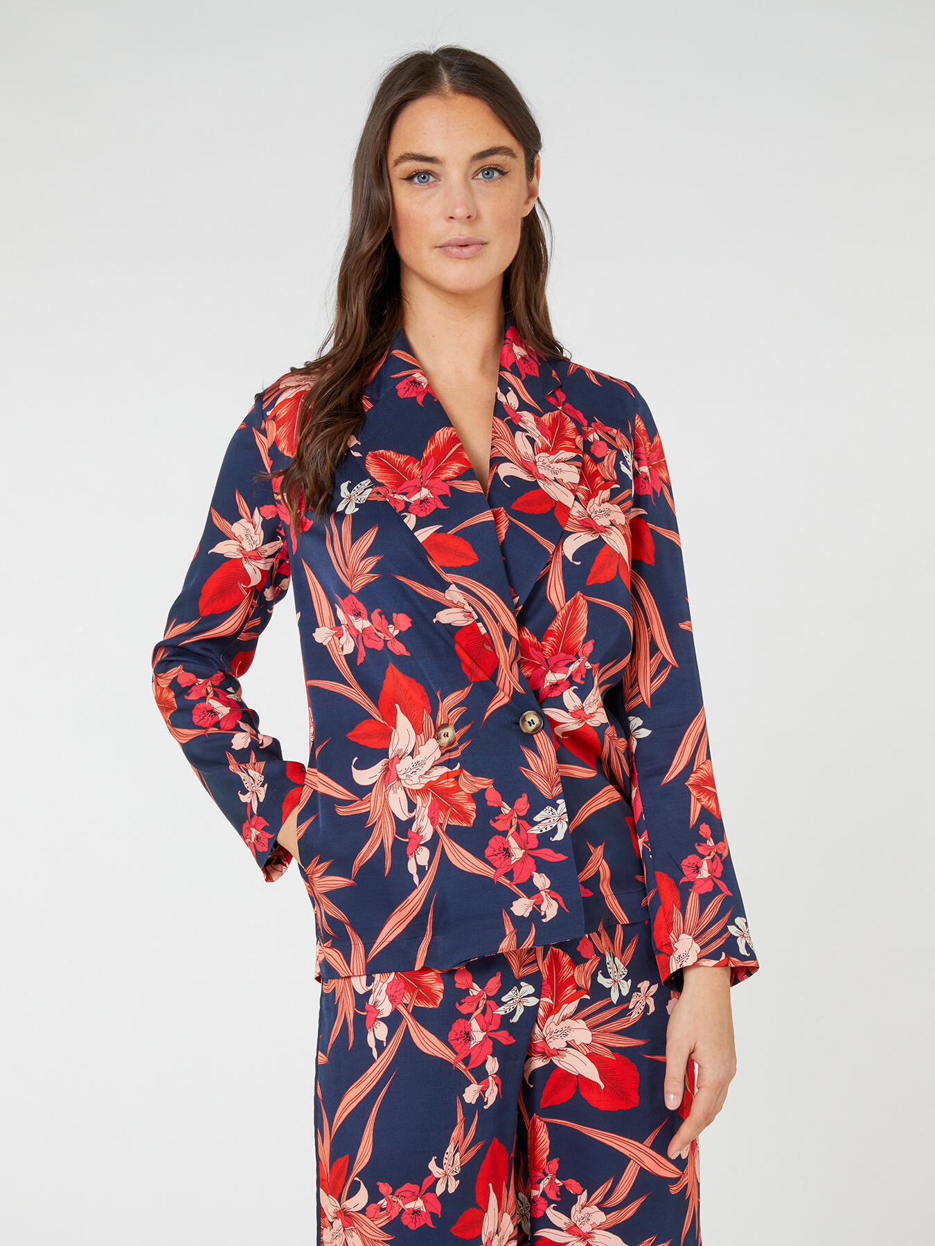 Veste en twill avec imprim&eacute; feuillage image number 2