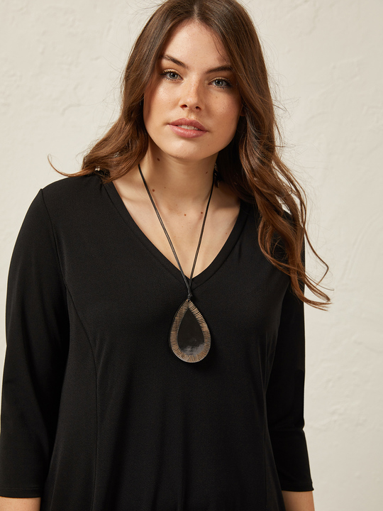 Elenamiro&nbsp;: Sautoir avec pendentif en forme de goutte Marron_1